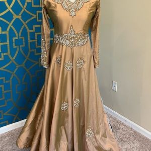 Elegant Toffee color floor touch gown